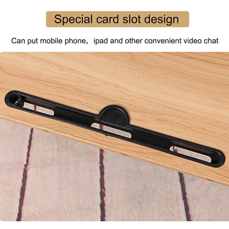 Portable Folding Laptop Stand Holder Study Table Desk Wooden Foldable Computer Desk for Sofa Tea Serving Table 60x40x28cm